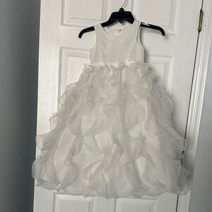 David's Bridal White Ruffled Kids Dress